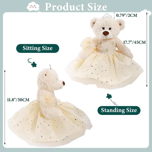 Vista 2 de Muñeca de quinceañera con vestido de membrillo con vestido, decoraciones de quinceañera, regalos de decoración de quinceañera, OSO de peluche