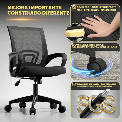 Vista 11 de Magshion Silla de oficina ergonómica, silla de escritorio de malla para Negro