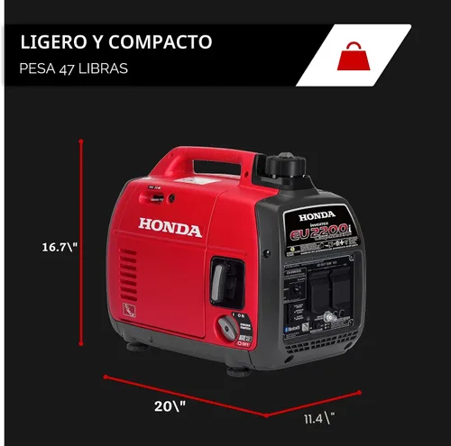 Vista 7 de Honda EU2200ITAN Generador inversor portátil súper silencioso de 2200 vatios y 120 voltios con CO-Minder