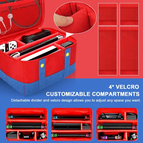 Vista 2 de Cute Switch Carry Case for Nintendo SwitchLiteOLED, Portable Soft Shell Waterproof Protective Storage Travel Carrying Case Messenger Bag Oxford for