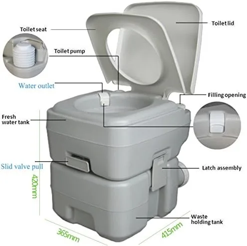 Vista 5 de Inodoro de ahorro de agua de 20L Inodoro Flush Viaje Camping al aire libre/interior Orinal Inodoro Desmontable