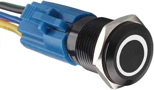 Vista 11 de Conexión a corriente con interruptor a botón con luz LED E Support™ de metal con forma ojo de ángel para autos de 16 mm 12V 3A, Verde Angel Eye