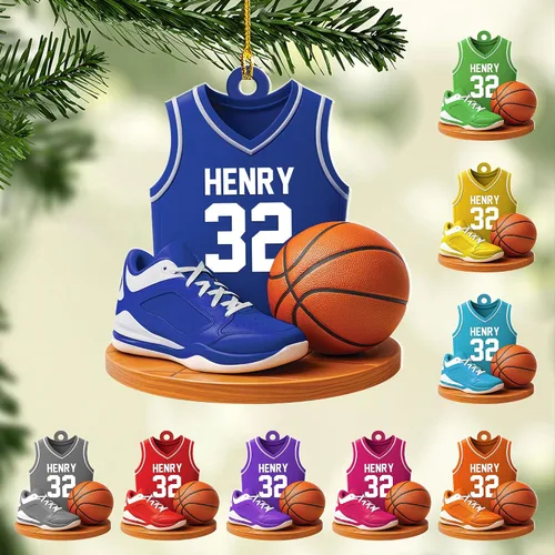 Vista 15 de Adorno Personalizado de Baloncesto 2025 - Adorno de Jugador de Baloncesto - Adornos de Árbol de Navidad de Baloncesto - Regalos de Jugador de Bkb 5