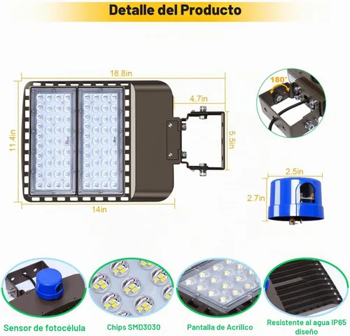 Vista 3 de Luz LED de estacionamiento de 200 W, 28000LM de montaje en pared