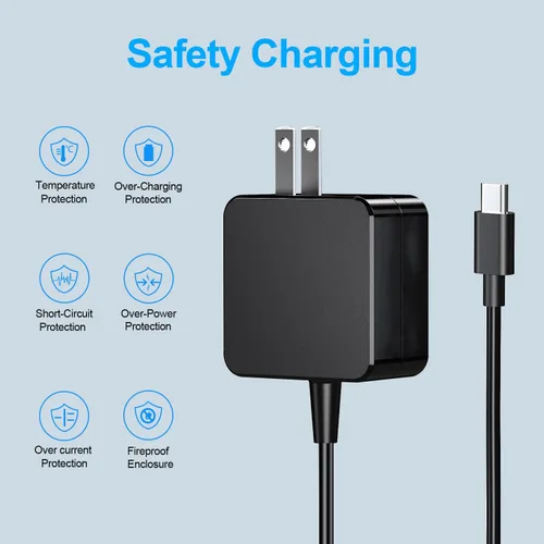 Vista 5 de Cargador de interruptor rápido compatible con Steam Deck y Nintendo Switch Adaptador de corriente USB C PD3.0 plegable de 45 W - 20 V/2.25 A