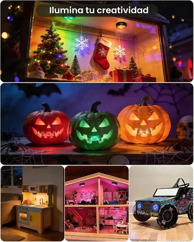 Vista 7 de TECOMLIGHT Luces de disco con control remoto, 3 tonos blancos y 13 colores Negro