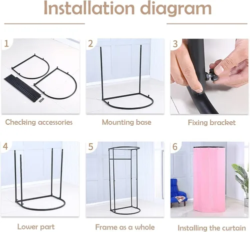 Vista 7 de AMSXNOO Vestidor de tienda de ropa, vestidor de fuerte carga con rodamiento de carga, extraíble, portátil, estable, privacidad, vestidor para Negro
