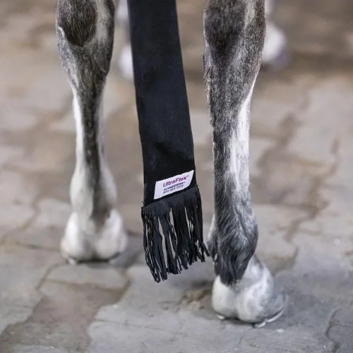 Vista 5 de UltraFlex Bolsa de cola con flecos Color negro Protege las colas de caballo Flecos de tacto natural Protección UV Fácil de limpiar