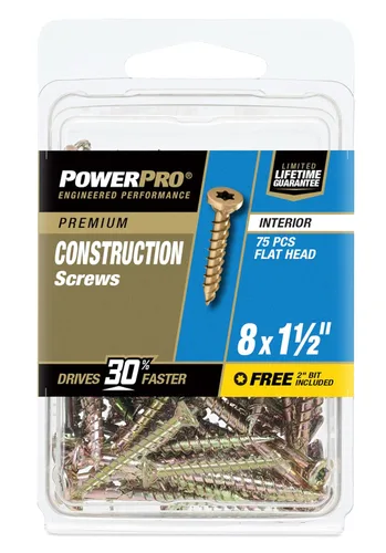 Vista 5 de Power Pro 75 tornillos interiores para madera (#8 x 1-1/2 pulgadas) Tornillos para carpintería Star Drive Sujetadores recubiertos de zinc