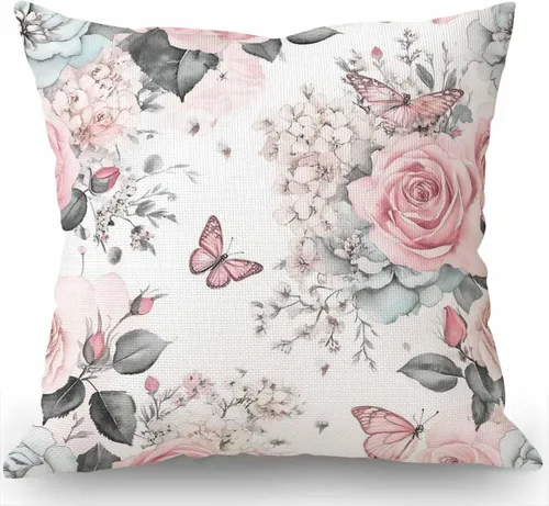 Vista 4 de Swono Funda de almohada con decoración floral mexicana, diseño étnico, pájaros y flores de cachemira, decoración de granja, funda de cojín de 18 x