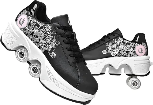 Vista 29 de Rueda de deformación de doble hilera Zapatos para caminar automáticos Deformación invisible Patín de ruedas 2 en 1 Patines de polea extraíble