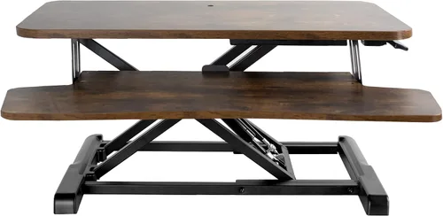 Vista 12 de VIVO Convertidor de escritorio de 26 pulgadas, Serie K, elevador ajustable de sentado a parado, estación de trabajo para dos monitores y laptop