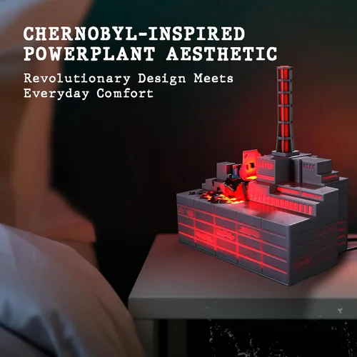 Vista 3 de HŌM Difusor y humidificador inteligente Chernobyl – Máquina de niebla ultrasónica de 250 ml con 7 luces LED, control por aplicación, apagado