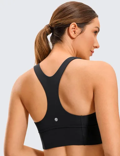 Vista 3 de CRZ YOGA Ulti-Dry - Brasier deportivo de cuello alto para mujer espalda cruzada acolchado para entrenamiento yoga sin varillas recortado