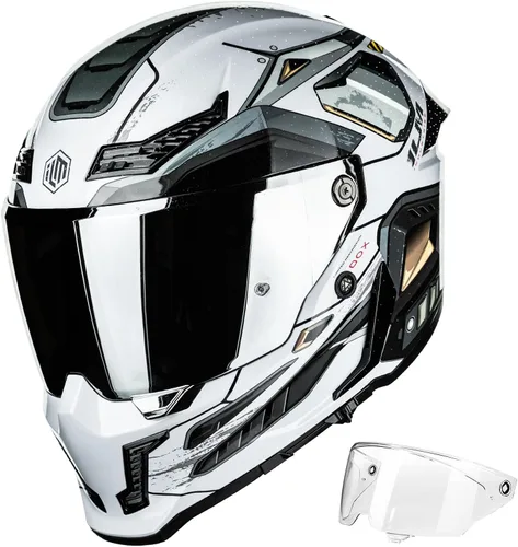 Vista 10 de ILM Cascos para Motocicleta para Adultos Hombres Mujeres Casco Integral DOT ECE con Visor Dual para Carreras en Calle con Pinlock Modelo MF509