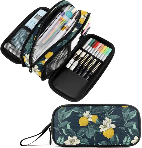 Vista 12 de Fustylead Estuche para lápices de gran capacidad para notas musicales, bolsa de maquillaje multiusos, bolsa de almacenamiento para oficina