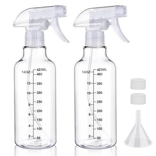Vista 8 de Botellas de spray de plástico Hethyo Botellas de spray vacías 16.9oz/500ml Paquete de 2 botellas de pulverización resistentes Botella de agua