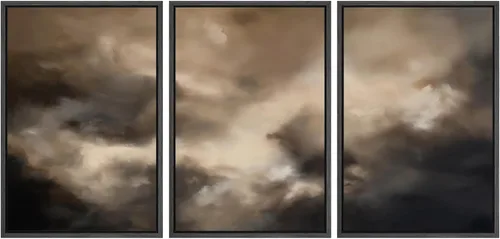 Vista 47 de SIGNWIN Lienzo enmarcado para pared, juego de arte dramático de cielo tormentoso, ilustraciones de paisaje nuboso Moody, arte moderno decorativo