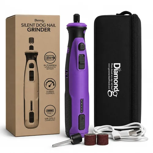 Vista 12 de Diamondg Molinillo de uñas inalámbrico para perros con sonido silencioso y punta LED para perros grandes y pequeños, 4 horas de funcionamiento 003