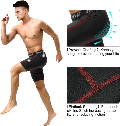 Vista 3 de Runhit - Pantalones cortos deportivos de compresión para hombre, ropa interior de elastano, pantalones para correr y entrenar