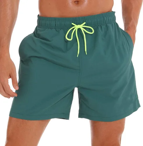 Vista 36 de SILKWORLD Traje de baño para hombre, pantalones cortos de playa de secado rápido con bolsillos Ejército Verde-ag