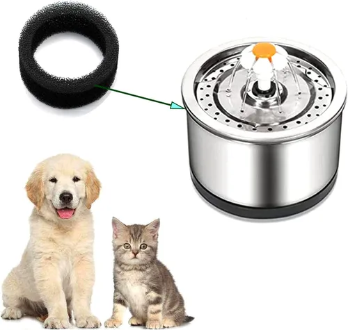 Vista 2 de 12 filtros de espuma para fuente de mascotas, esponja redonda, filtro negro, filtro de espuma para gatos y mascotas, filtro de repuesto para fuente