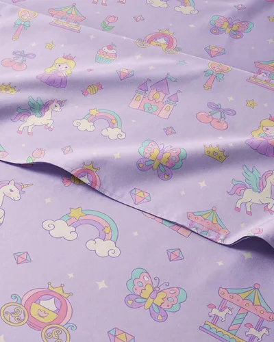 Vista 36 de Sábanas de princesa tamaño Twin para niños, juego de sábanas de princesa de 3 piezas para niños, ropa de cama con temática de castillo, ultrasuave
