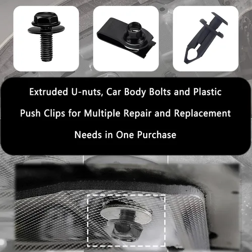 Vista 5 de 35 clips de sujeción para cubierta de motor de automóvil, juego surtido de tornillos y pernos para protector contra salpicaduras del parachoques