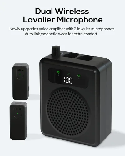 Vista 4 de Amplificador de voz para profesores Micrófono Lavalier portátil y altavoz Personal Voice Amplifier Wireless Microphone Lavalier, Portable Voice