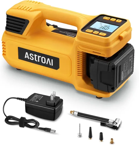 Vista 9 de AstroAI TC4 - Inflador de neumáticos con compresor de aire portátil, bomba de aire inalámbrica de 470 W 18 V para neumáticos de camión con batería