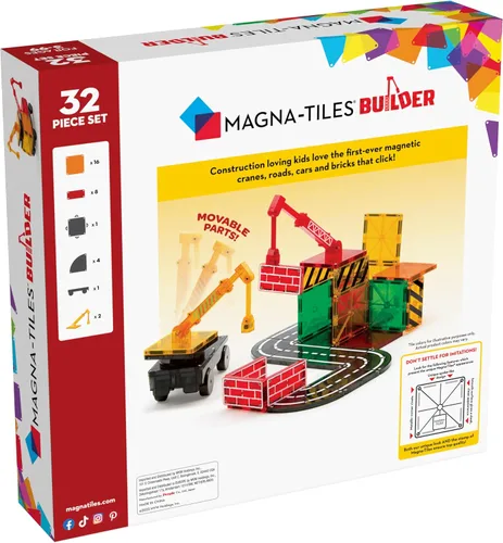 Vista 2 de MAGNA-TILES Builder - Juego de construcción magnética de 32 piezas, la marca original de construcción magnética