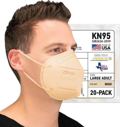 Vista 10 de AccuMed BNX KN95 Face Masks Made in USA (Adult Large, Adult Medium, Kids Small) (Earloop) (Model: E95/E95M/E95S)