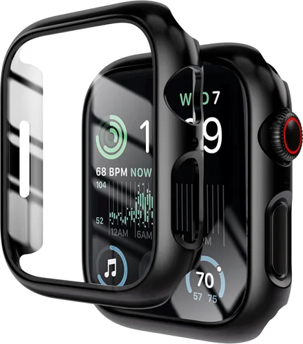 Vista 12 de YMHML Funda compatible con Apple Watch de 1.496 pulgadas Series 3/2/1 con protector de pantalla de vidrio templado integrado, protector delgado