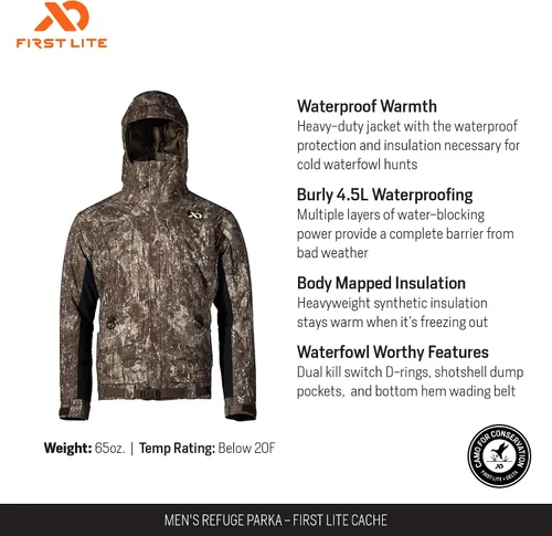 Vista 3 de First Lite Parka de refugio para hombre - Abrigo de caza de pato de camuflaje con aislamiento impermeable