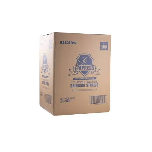 Vista 2 de E212TRW Empress Jumbo - Pajita envuelta en papel transparente de 7.75 pulgadas, en caja, 24/500 cs