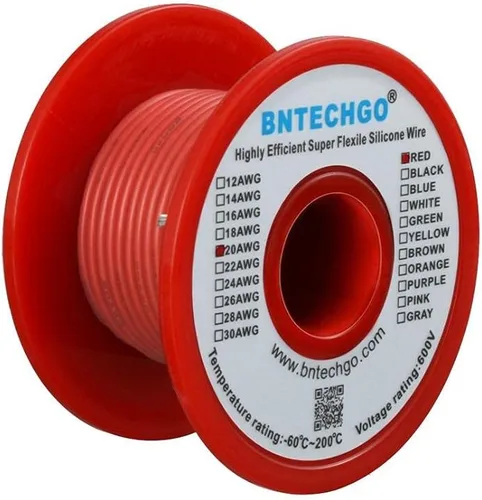 Vista 22 de BNTECHGO - Kit de cables de silicona de 7 colores calibre 20, cada uno de 25 pies de largo, cables de cobre estañado trenzados y flexibles