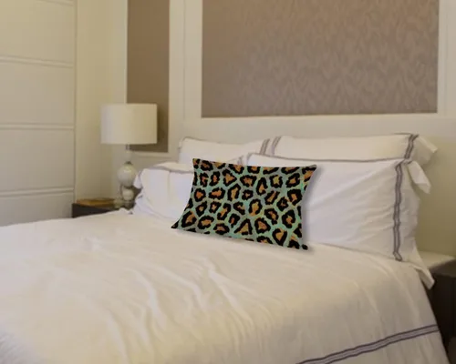 Vista 5 de Funda de cojín rectangular de lino y algodón con estampado de leopardo verde azulado, elegante, funda de cojín lumbar para sofá o cama, 12 x 18