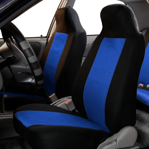 Vista 2 de FH Group Juego completo de fundas de asiento de coche con respaldo alto, ajuste universal, accesorios de automóvil, fundas de asiento delantero, Azul