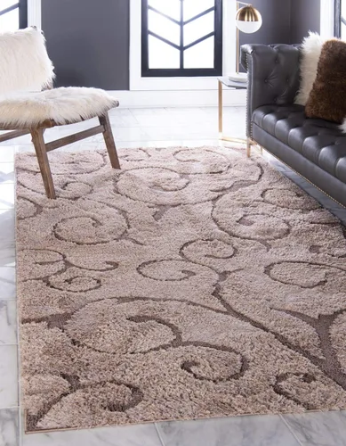 Vista 17 de Unique Loom colección Floral Shag - Alfombra de área tallada, 2 pies x 6 pies y 7 pulgadas, color marrón