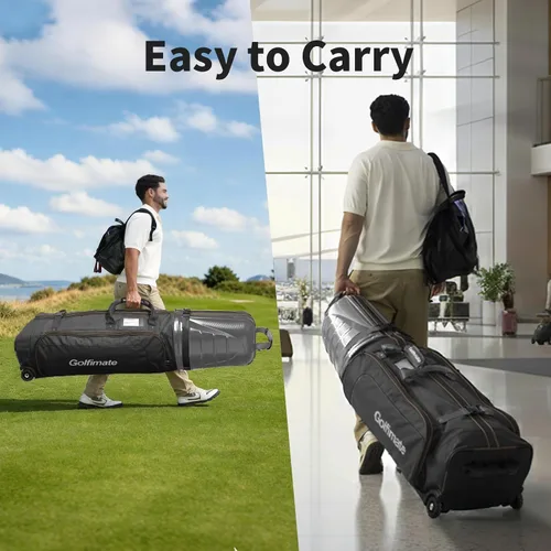 Vista 8 de Bolsas de viaje de golf para aerolíneas con tapa dura de fibra de carbono (gris marrón)