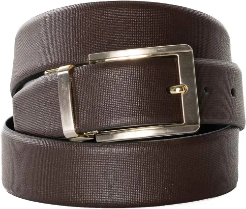 Vista 3 de Cinturón de piel para hombre de Monza, formal y reversible, 1.25 pulgadas de ancho, ambos lados