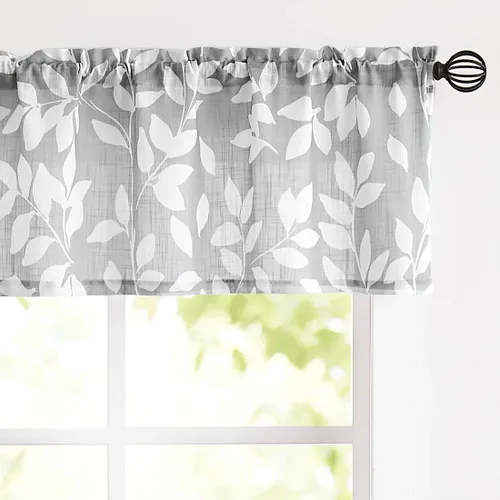 Vista 20 de Treatmentex Cortinas azules de cocina de 24 pulgadas con estampado de hojas blancas cortas para ventanas pequeñas, 2 paneles
