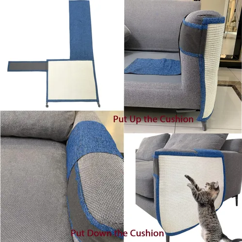 Vista 5 de Protector de sofá para gatos con sisal natural para proteger muebles, sofá, silla, sofá, gato, mascota, regalo
