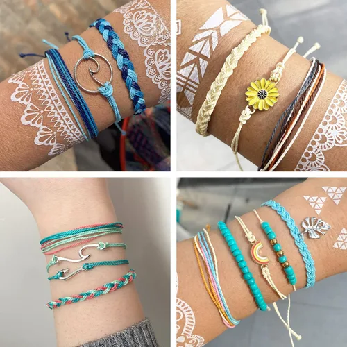 Vista 2 de Pulseras de tobillo para niñas, impermeables, bohemias, para mujer, regalo de joyería de Navidad
