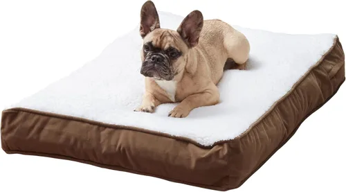 Vista 13 de Rectangular Sherpa Dog Bed with Removable Washable Cover, Supportive Tacked Cushion Insert, Durable Microfiber Sides, Recycled Polyfiber Fill