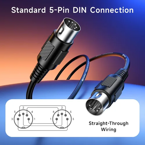 Vista 2 de Cable Matters Paquete de 2 cables MIDI DIN de 5 pines, cable MIDI de 5 pines - 3 pies