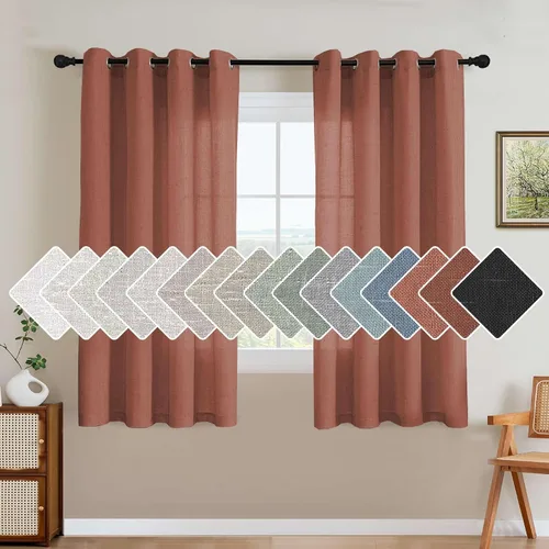 Vista 69 de H.VERSAILTEX Elegant - Cortinas texturizadas de lino natural mezclado con eficiencia energética, filtrado de luz, con ojales de níquel