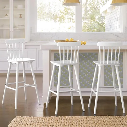 Vista 10 de LUE BONA Windsor - Juego de 2 taburetes de bar de madera para isla de cocina, estilo casa de campo de 24 pulgadas de altura de mostrador, sillas