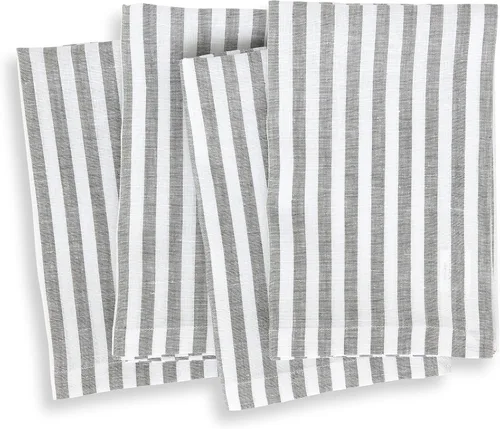 Vista 25 de Solino Home Amalfi - Manteles individuales a rayas, de 14 x 19 pulgadas, juego de 4 unidades, tela natural, lino europeo, 100 % lino puro, hechos a