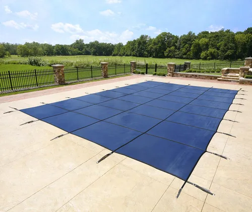 Vista 2 de Cubierta de seguridad rectangular para albercas, para proteger contra la suciedad, Azul